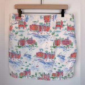 CHRISTOPHER & BANKS White Watercolor Summer Vacation Nautical Skirt | Size 14
